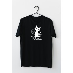 Tricou negru personalizat cu pisicuta Miau 7